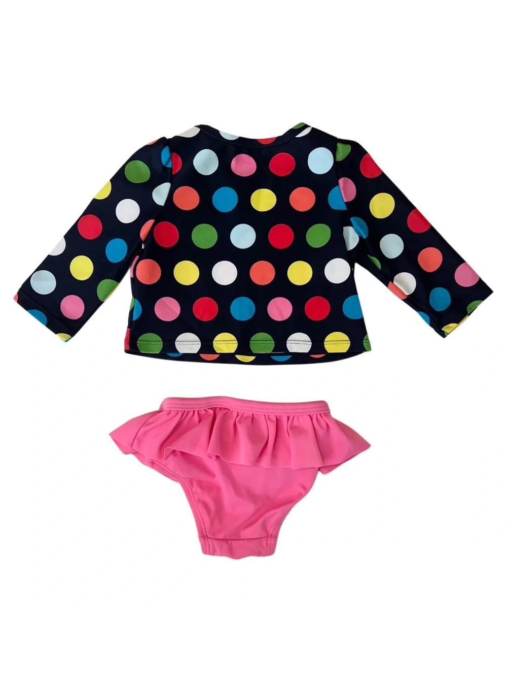 GAP Black & Pink Rashguard Set w/ Multicolor Polka Dots | Baby Girl 0-6 Months